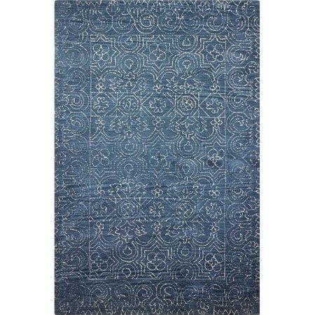 BASHIAN Bashian R120-AZ-4X6-CL133 Venezia Collection Floral Transitional 100 Percent Wool Hand Tufted Area Rug; Azure - 3 ft. 6 in. x 5 ft. 6 in. R120-AZ-4X6-CL133